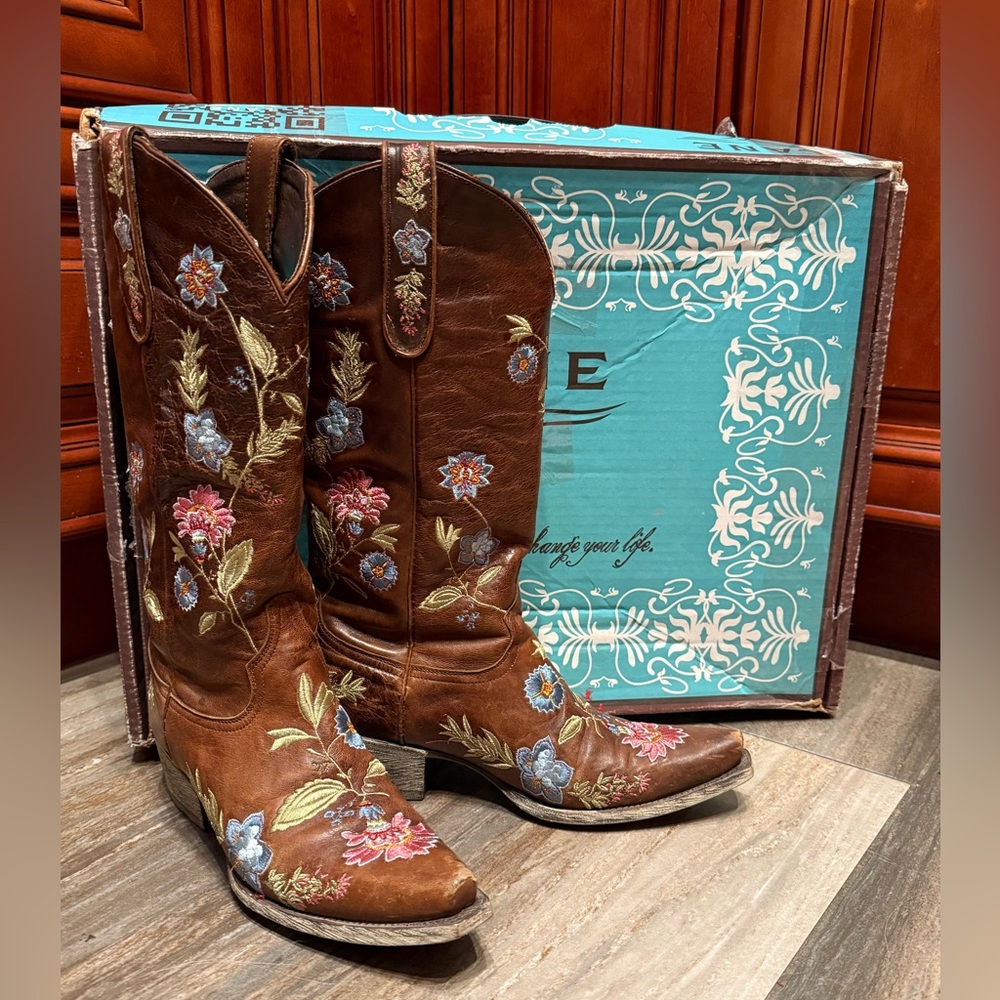 Lane Boots Bella Floral Embroidery Flower Wedding Cowboy Boots Western Rare 7.5 - Picture 2 of 9